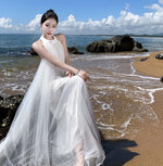 French-style Halter Light Wedding Gown