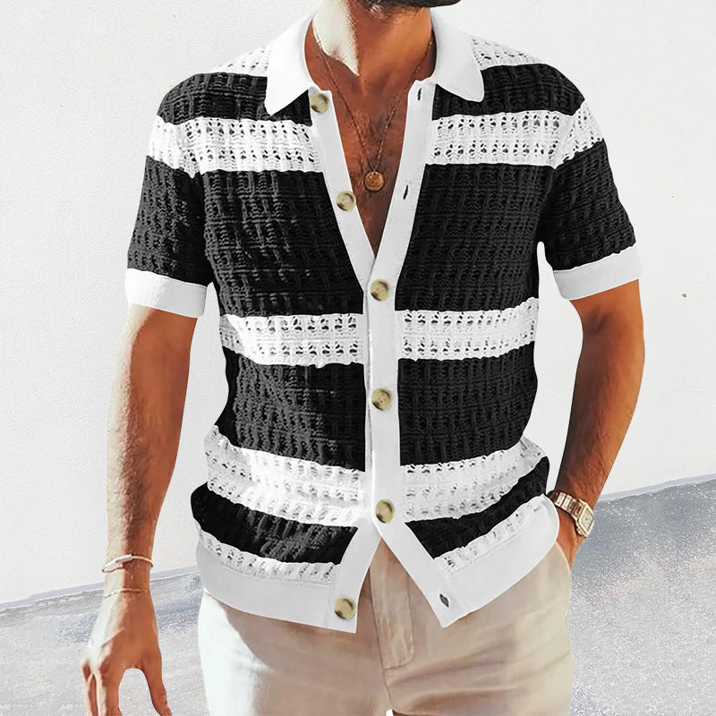 Men's Polo Neck Short Sleeve Shirts - black