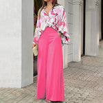 Fashionable Printed Wide-leg Pants - pink