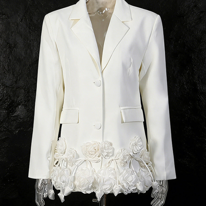 Elegant Three-dimensional Floral Loose-fitting Blazers