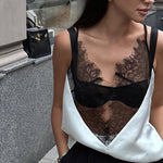 Lace Panel Satin Top