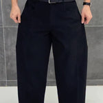 Black 3D Tailored Wide-Leg Cropped Pants