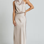 Sleek Sleeveless Summer Midi Dress - beige