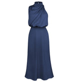 Sleek Sleeveless Summer Midi Dress - nav blue
