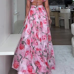 Floral Print Open Back Strap Maxi Dress