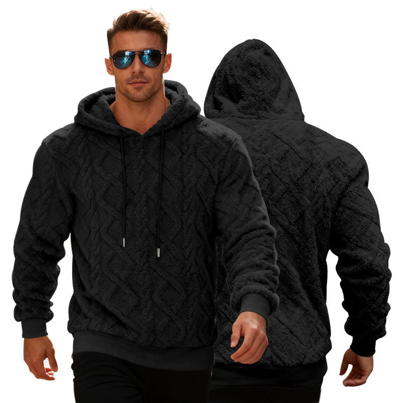 Plush Long-sleeved Pullover Fleece Hoodie - white