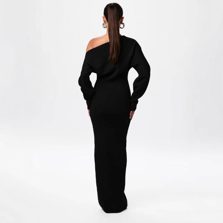 Off-shoulder Bodycon Midi Dresses - black