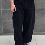 Black 3D Tailored Wide-Leg Cropped Pants