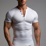 V-neck Button T-shirt - white