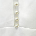 Pearl-Sleeve Tailored Blazer & Wide-Leg Flare Trouser Suit - white