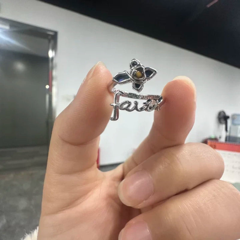 Sterling Silver Faith Cross Adjustable Ring