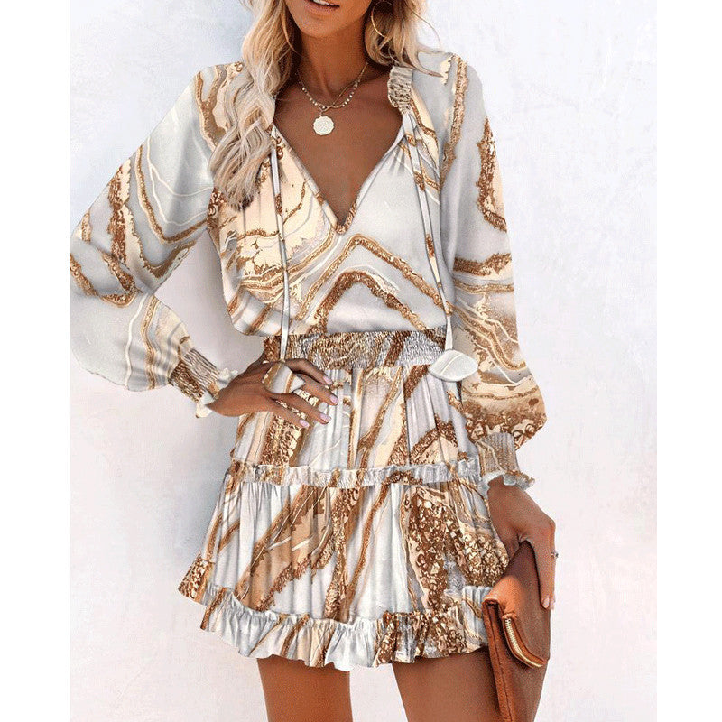 Floral Print Long Sleeve Mini Dress