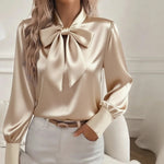 Elegant Bow-tie Temperament Blouse - beige