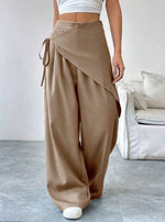 Casual Wide-leg Straight Pants - Khaki