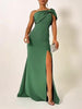 Green Bow Tube Top Evening Maxi Dress