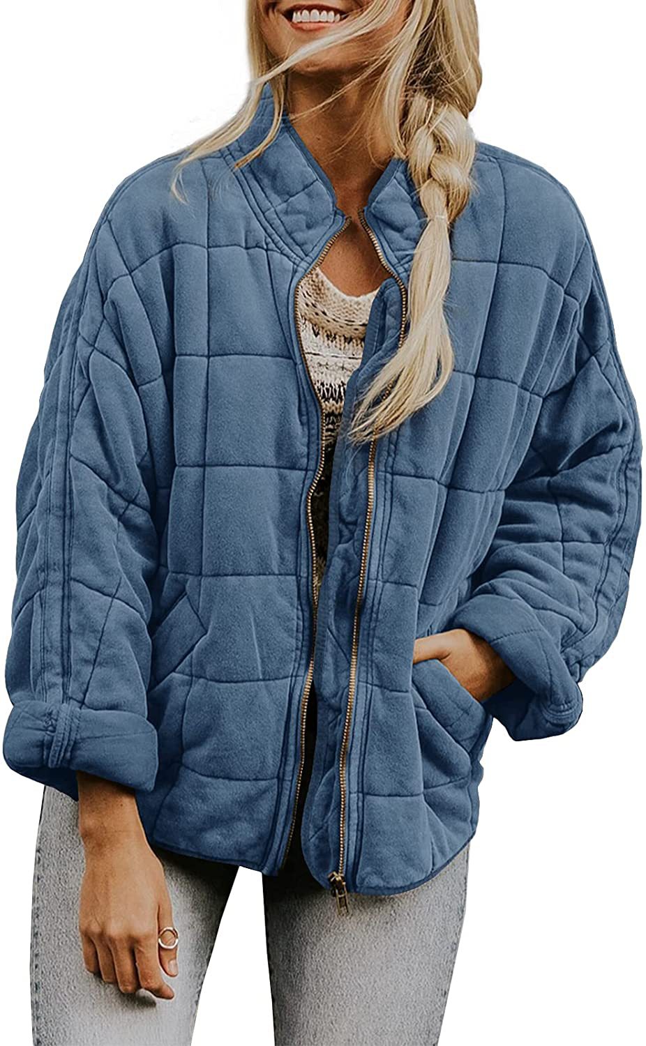 Zip-up Stand Collar Coat With Pockets