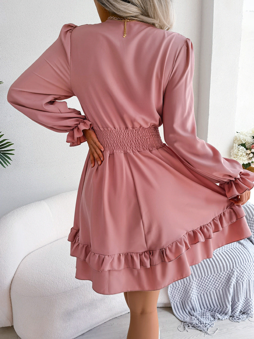 V-neck Long Sleeve Dress