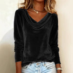 Shimmering Velvet Long Sleeve Loose Blouse