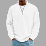 Corduroy Zipper Stand Collar Sweatshirt