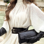 White Long-sleeved Ruffled Tie Maxi Dress