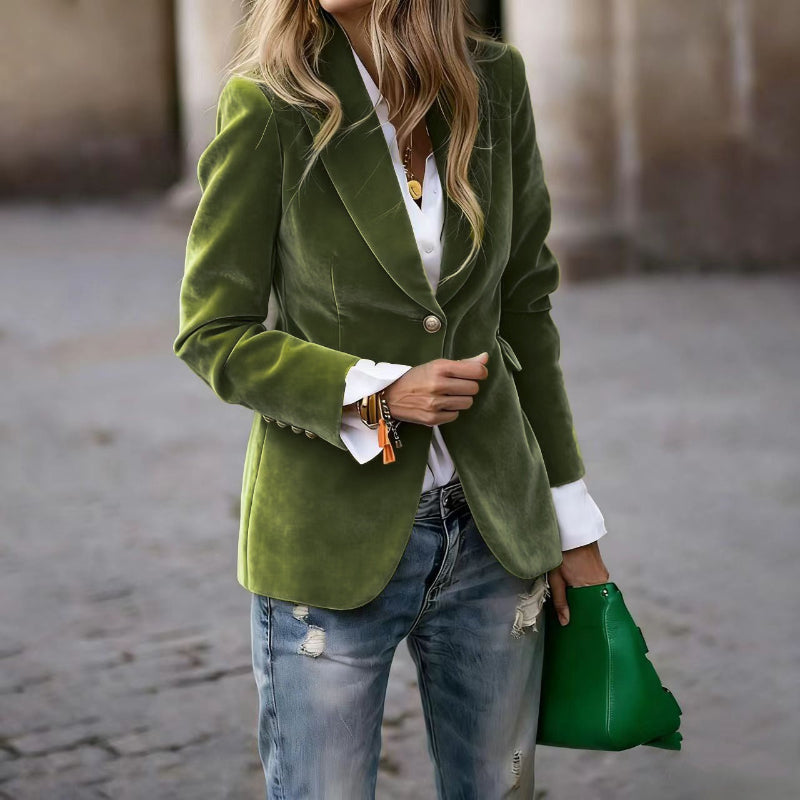 Luxe Velvet Single-Breasted Slim Fit Jacket