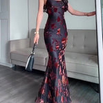 Flocked Strappy Maxi Dress