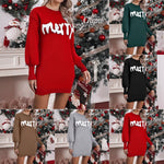 Merry Christmas Lantern Sleeve Knit Mini Dress
