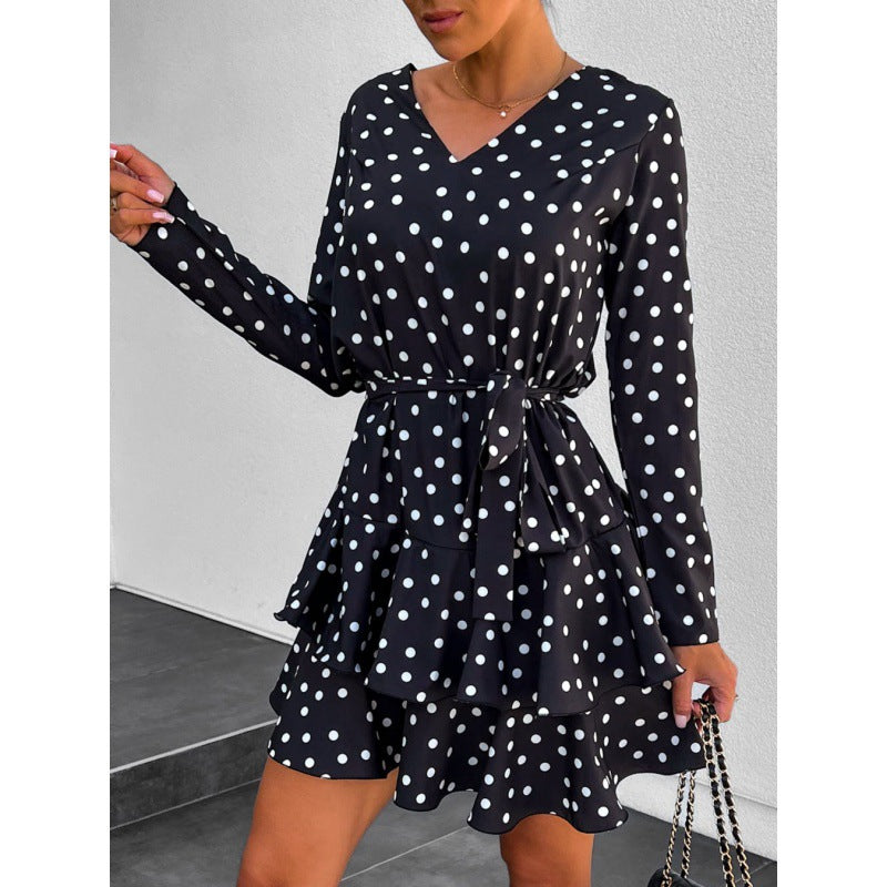 Stylish Figure-hugging Long-sleeve Layered Dress