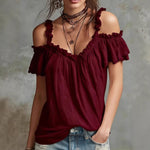 Off-Shoulder Blouse - maroon