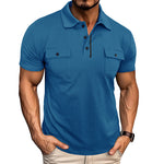 Lapel Button Polo Shirt With Pockets