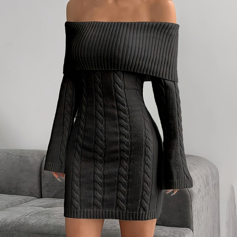 Off Shoulder Long Sleeve Mini Club Dress