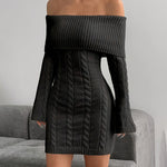 Off Shoulder Long Sleeve Mini Club Dress