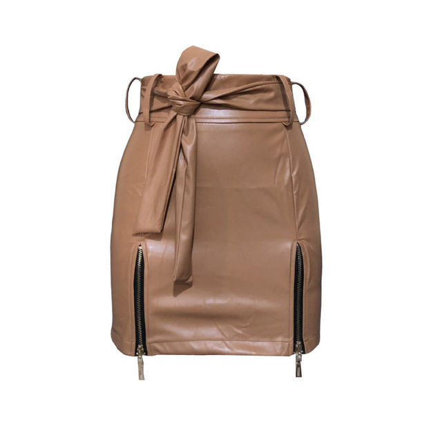 Bandage PU Leather Mini Skirts