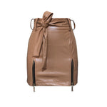Bandage PU Leather Mini Skirts