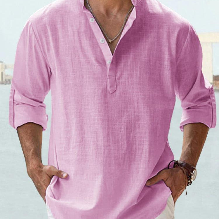 Casual Cotton Linen Shirt - Pink