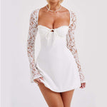 Backless Lace Up MiniDress - white