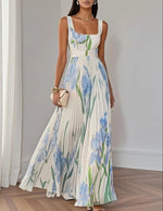 Floral Print Pleated Maxi Dress