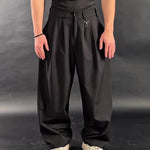 Black High Waist Multi-Pleated 3D Wide-Leg Pants