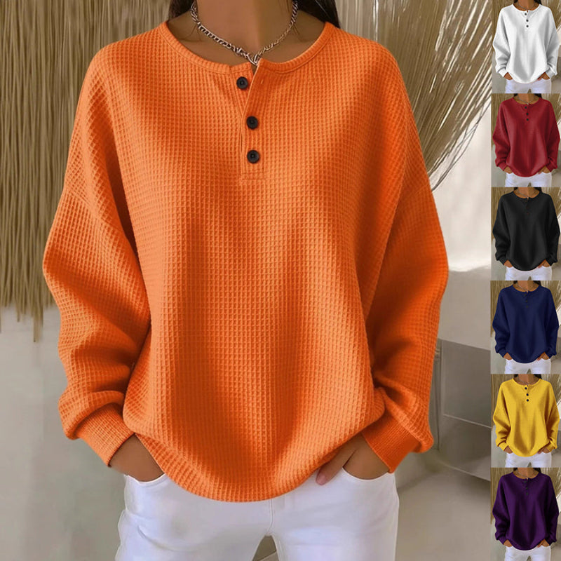 Ins Waffle Long-sleeved T-shirt 