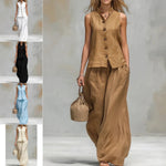 Sleeveless Vest And Matching Pants Set - brown