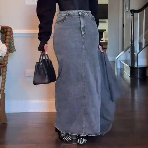 Denim Bodycon Maxi Skirt