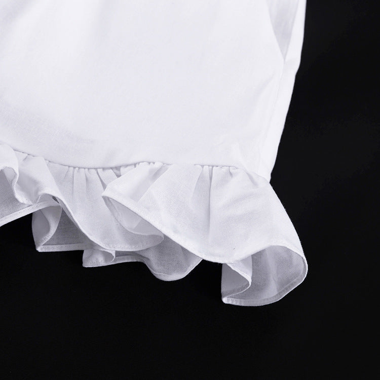 White Ruffled Linen-Blend Two-Piece Co-ord Set