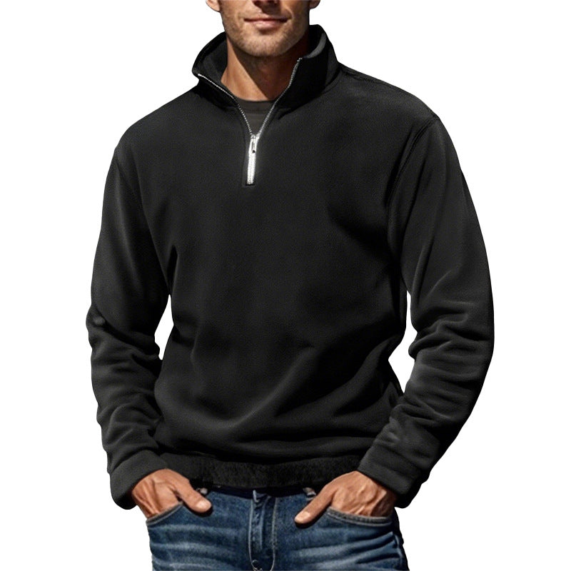Simple Casual Stand Collar Pullover Sweater - black