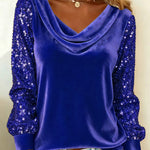 Elegant Velvet Long Sleeve Sequined Blouse