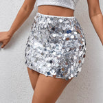 Sparkly Sequin Mini Skirt - silver