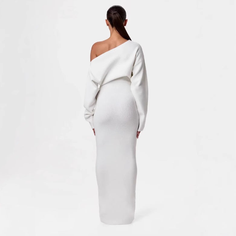 Off-shoulder Bodycon Midi Dresses -white