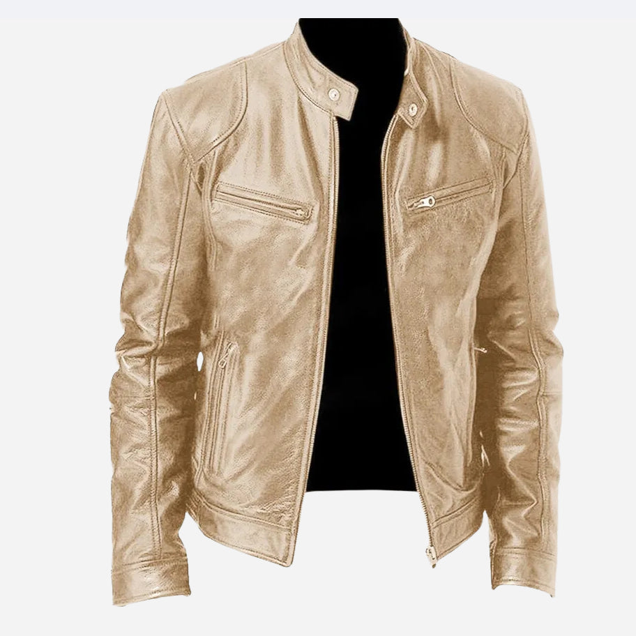 Men's Zip-up PU Leather Jacket