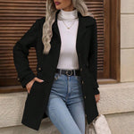 Elegant Single-breasted Mid Length Coat - black