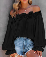Lotus Leaf Off Shoulder Blouse - black