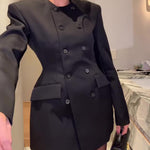 Black Double Breasted Mini Blazer Dress